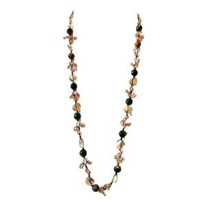 Handmade Beaded Necklace Black Cord Multicolor Faceted Glass Bead Stones